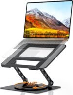 TECKNET Laptop Stand for Desk, 360 Rotating Base, Ergonomic Foldable Computer Stand for Laptop Riser Height Adjustable, Compatible with MacBook Pro, All Laptops 10-17" - Black - Image 2