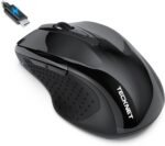 TECKNET Rechargeable Jiggler Wireless Mouse (BT5.0/3.0 & 2.4G) 4800 DPI Silent USB A & Bluetooth Mouse 6 Buttons, Wide Compatibility - Black - Image 2