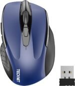 TECKNET Wireless Mouse, 2.4G Ergonomic Optical Mouse, Computer Mouse for Laptop, PC, Computer, Chromebook, Notebook, 6 Buttons, 24 Months Battery Life, 2600 DPI, 5 Adjustment Levels - Blue - Image 2