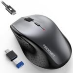 TECKNET Wireless Mouse Jiggler, USB-C Rechargeable Mouse, Silent Mouse with USB-C Adapter, 6400 DPI Ergonomic Mouse, Build-in Mouse Mover, 2.4G Computer Mice for Mac, Laptop, Desktop, PC - Image 2