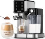 TENKER Espresso Machine 20 Bar, Cappuccino Machine with Automatic Milk Frother, Latte Machine in Stainless Steel Design, 1350W Touchscreen Coffee Maker for Home and Office (Silver) - Image 2