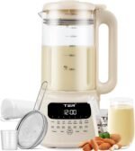 TER Nut Milk Maker Machine, 10-in-1 Soy Milk Maker for Almond/Oat/Soy Milk, Juice, Milkshake, Rice Paste, Auto Clean/24H Preset Time/12H Keep Warm, with 7 Accessories, Beige - Image 2