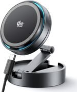 THREEKEY for【Qi2 25W Certified】 MagSafe Car Mount Charger Lite with Cooling Fan&LED Light, 360° Rotating Fast Wireless Charger & Phone Holder for iPhone 17-12, Galaxy S25 | 30W Adapter Included - Image 2