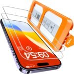 TOCOL for iPhone 14 Pro Screen Protector 9H Hardness Military Grade Shatterproof HD Tempered Glass Full Coverage Easy Installation Case Friendly 2 Pack - Image 2