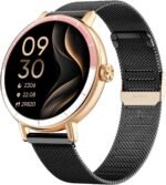 TOOBUR Smart Watch for Women Men with Two Bands, 40mm HD Smartwatch, Compatible with Android & iOS, Answer/Make Calls, Fitness Watch with Step/Sleep/HR Tracker, IP68, Stylish Gift, Black-Gold - Image 2