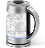 TOPZEE 1.7L Glass Electric Kettle for Coffee & Tea, Hot Water Boiler with 6 Preset Temperatures, Keep Warm and Memory Function, Auto Shut-off & Dry Boil Protection, BPA Free, Rapid Boil, 1500W, Silver - Image 2