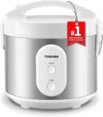 TOSHIBA Rice Cooker & Steamer Simple 5.5 Cup(Uncooked) with Steaming Basket, Removable Non-Stick Inner Pot & Inner Lid, for Soups, Stews, Grains&Oatmeal, One Touch&Keep Warm Function, Silvery White - Image 2