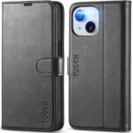 TUCCH Case Wallet for iPhone 15 6.1", Kickstand PU Leather [RFID Blocking] 4 Card Holder Magnetic Stand Protective Cover [TPU Shockproof Inner Shell] 5G 2023, Black - Image 2