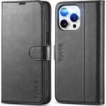 TUCCH Case Wallet for iPhone 15 Pro Max, RFID Blocking 4 Card Holder Kickstand Shockproof TPU Inner Case, PU Leather Magnetic Flip Folio Cover, Black - Image 2