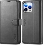 TUCCH Wallet Case for iPhone 13 Pro Max, RFID Blocking, 4 Card Slots, Stand Shockproof TPU Interior Shell, PU Leather Magnetic Flip Cover, Black - Image 2