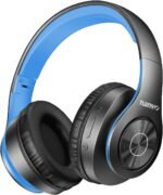 TUINYO Bluetooth Headphones Wireless, Over Ear Stereo Wireless Headset 40H Playtime with deep bass, Soft Memory-Protein Earmuffs, Built-in Mic Wired Mode PC/Cell Phones/TV-Black/Blue … - Image 2
