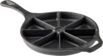 TableCraft 10750 Cast Iron Round Corn Bread Skillet with Handle, Pre-Seasoned 8-Wedge Divided Design, 8.75” Diameter x 15.625” Length – Bake Cornbread, Cakes, Frittatas & More – Durable, Even Heating - Image 2