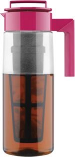 Takeya Flash Chill Iced Tea Maker - Airtight & Durable Iced Tea Maker Jug with Silicone Carry Handle - Leak-Proof & Lightweight Tea Infuser with Patented Flash Chill Technology - 2 Quart, Raspberry - Image 2