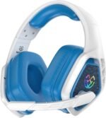 Tatybo Wireless Gaming Headset for PC, Ps5, Ps4, 2.4 Ghz USB & Type-C Gaming Headphones with Microphone, 30H Battery Bluetooth Headphones for Switch, Laptop, Mobile, Mac (Blue White) - Image 2
