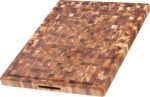 Teakhaus Butcher Block Carving Board - Extra Large Reversible Wooden Cutting Board with Juice Groove and Grip Handles - Teak End Grain Wood - Knife Friendly - FSC Certified - Image 2