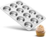 TeamFar 12-Cup Muffin Pan, Stainless Steel Muffin Tin Metal Cupcake Baking Pan for Oven, Regular Size & Non Toxic, Easy Clean & Dishwasher Safe - Image 2