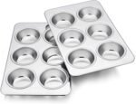 TeamFar 2 Packs Muffin Pan, Stainless Steel Muffin Cupcake Pan Tin Tray for Baking, for Mini Cakes/Tarts/Quiche, Healthy & Sturdy, Oven & Dishwasher Safe (6-Cup) - Image 2