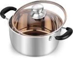 TeamFar 3 Quart Stock Pot, Stainless Steel Stock Pasta Soup Pot with Lid, Tempered Glass Lid & Double Heat-Proof Handles, Non-Toxic & Healthy, Heavy Duty & Dishwasher Safe - Image 2