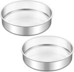 TeamFar 9 Inch Cake Pan, Stainless Steel Round Layer Cake Baking Pans Tins for Birthday Wedding, Non-Toxic & Heavy-Duty, Mirror Finish & Leak Proof, Oven & Dishwasher Safe, Set of 2 - Image 2