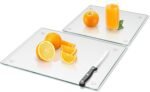 Tempered Glass Cutting Board for Kitchen, Clear Glass Board for Countertop, Heat Resistant, with Non-Slip Feet, 12x16" & 12x8" 2 Pcs Clear - Image 2