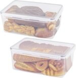 Tiawudi 2 Pack Large Bread Box for Kitchen Countertop, Airtight Bread Storage Container for Homemade Bread and Bakery Loaf, Plastic Bread Keeper, 11.6 Qt / 11L Each - Image 2