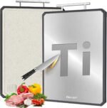 Titanium Cutting Board for Kitchen, Double Sided Non Toxic Titanium Cutting Board with JUICE GROOVE, Food-Grade Metal Chopping Board, Pure Titanium&Wheat Straw PP, Dishwasher Safe16.3”×11”-1 PC - Image 2