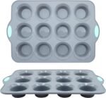 To encounter 2Pack Silicone Muffin Pan with Metal Frame, 12 Cup Regular Size Cupcake Pan, Non-Stick Baking Tray, Food Grade Baking Molds for Oven, Dishwasher Safe - Image 2