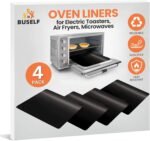 Toaster Oven Liner – Compatible with Breville, Cuisinart, Black & Decker, Dash, and More – Nonstick Heat Resistant Reusable Air Fryer Liners, PFOA & BPA Free, 9x11", 4 Pack, Black - Image 2