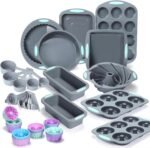 Tongjude 51 Piece Silicone Bakeware Set, Non-Stick Kitchen Oven Baking Pans, Silicone Cake Molds with Muffin Pan, Cookies Baking Sheet, Cake Pan, Donut Pan and Loaf Pan - Image 2