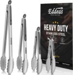 Tongs For Cooking - Heat Resistant 600 Degrees Metal Kitchen Tongs, Heavy Duty Stainless Steel Tongs - Perfect for Food, BBQ Set of 4, 7-9-12 &14 inch Grey - Image 2