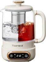 Topwit Electric Tea Kettle, 11 Temperature Control & 4 Presets Glass Kettle with Removable Infuser, 0.8L Electric Kettle for Coffee, Formula, Tea Maker with 8H Keep Warm, Boil-dry Protect, Beige - Image 2