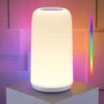 Touch Bedside Table Lamp, [Sleek Design & RGB Mode] 3 Way Dimmable Small Lamp for Bedroom, LED Lamp with Warm White Lights, Multi-Color Smart Nightstand Lamp for for Living Room Home Gifts - Image 2
