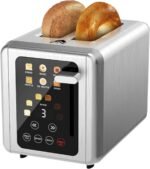 Touch screen Toaster 2 slice,Stainless Steel Digital Timer Toasters with Sound Function,6 Bread Types & 6 Shade Settings,Smart Extra Wide Slots Toaster with Bagel,Defrost Functions,Platinum - Image 2