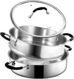 Tri-Ply Stainless Steel Saute Pan with Steamer, 5 Quart Deep Sauté Pan with Lid,11.5 Inch Frying Pan,Dishwasher and Oven Safe,Induction Stainless Steel Cookware - Image 2