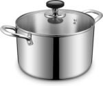 Tri-Ply Stainless Steel Stock Pot, 6.5 Quart Heavy Duty Induction Cooking Pot with Visible Lid for Pasta, Soup, Spaghetti, Sturdy & Double Handle, Dishwasher Safe - Image 2
