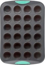 Trudeau 24-Cup Silicone Muffin Pan – Hybrid Non-Stick Bakeware with Steel Frame, Flexible Silicone with Hard Lining to Hold Shape, BPA-Free, Dishwasher Safe, Heat Safe to 428°F, Grey/Mint - Image 2