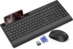 Trueque Wireless Keyboard and Mouse Combo - Full-Size Quiet Keyboard with Palm Rest, Phone Holder, Multimedia Keys, Power Switch, Compatible with Windows, Chrome OS, PC, Laptop (Batteries Included) - Image 2