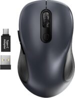 Trueque Wireless Mouse, 2.4G Ergonomic Computer Mouse with USB Receiver, 3 DPI Levels, 6 Buttons, Portable Optical Mice for Laptop, PC, Desktop, MacBook, Notebook, Office Work (Gray, 1 Pack) - Image 2