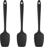 U-Taste Silicone Spoon Spatula Set, 600ºF High Heat Resistant Food Grade Flexible Rubber Scraper, Cooking Mixing Baking Kitchen Utensils Set of 3 (Black) - Image 2