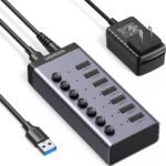 UGREEN Powered USB 3.0 Hub, 7-Port USB Adapter with 4 Smart Charging Ports, USB Splitter with Individual Led On/Off Switches and Power Adapter, USB Ports Extender for Laptop PC - Image 2