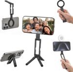ULANZI MA60 Magnetic Phone Tripod Stand for iPhone - Aluminium Smartphone Mini Tripod Pocket Cell Phone Stand Strong Magnet Quick Mount Compatible with iPhone 16 15 14 13 12 Series, Black - Image 2