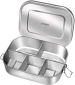 UPTRUST Stainless Steel Bento Lunch Food Box Container, 5-Compartment Large 1400ML Metal Bento Lunch Box Container for Kids or Adults with Lockable Clips to Leak Proof - Image 2