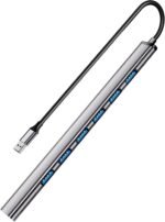USB 3.0 hub, SNLLMZI Aluminium USB 3.0 7 Port Hub Expander,Ultra Slim Portable Data Hub for MacBook, Laptop, PC, Mac Pro, Mac mini, iMac, Surface Pro and More - Image 2