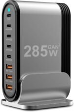 USB C Fast Charger - 285W GaN 8 Port Fast Charging Station Tower Hub: Type C Charger Block Power Strip Adapter Plug for MacBook iPad iPhone 17/16/15/14/13/12 Pro Max Samsung Galaxy & More Smartphones - Image 2