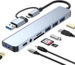 USB C Hub USB Hub 3.0, VIENON Aluminum 8 in 1 USB Extender with SD/TF Card Reader, 3.5mm Aux Headphone Jack for MacBook Pro Air and More PC/Laptop/Tablet Devices - Image 2