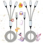 USB C Multi Charging Cable, (2 Pack 4FT), 3 in 1 Charging Cable Nylon Braided Universal Charger Cable with Type-C, Micro USB,IP Port for iPhone16/15 Series/Cell Phones & Pads and Other Devices - Image 2