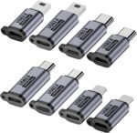 USB C to Micro USB/Mini USB/Lighting Adapter, Light-ning to USB C/Micro USB Converter, Micro USB 2.0 to Type C/Lighting/Mini USB Connector (8 Pack) - Image 2