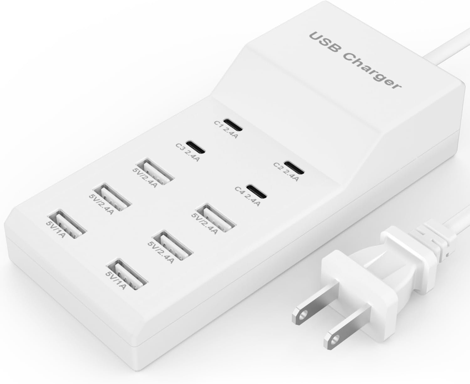 USB Charging Station for Multiple Devices USB Wall Charger Power Hub Strip Smart Plug Charging Dock Charge Block 4 Type C Ports Compatible with iPhone 15,iPod,Galaxy S Smart Phones, A18-3 - Image 2