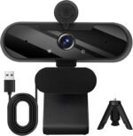 USB HD 1080P Video Webcam and Wide Angle Camera with Built-in Microphone and Rotatable Tripod,for Laptop Computer or Desktop PC,Great for Live Streaming.Calls.Video Conferencing(Black) - Image 2