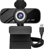 USB HD Webcam with Built-in Microphone and Rotatable Tripod, 1080P Video, Wide Angle Camera, Privacy Cover, for Desktop PC or Laptop Computer - 1（Black） - Image 2